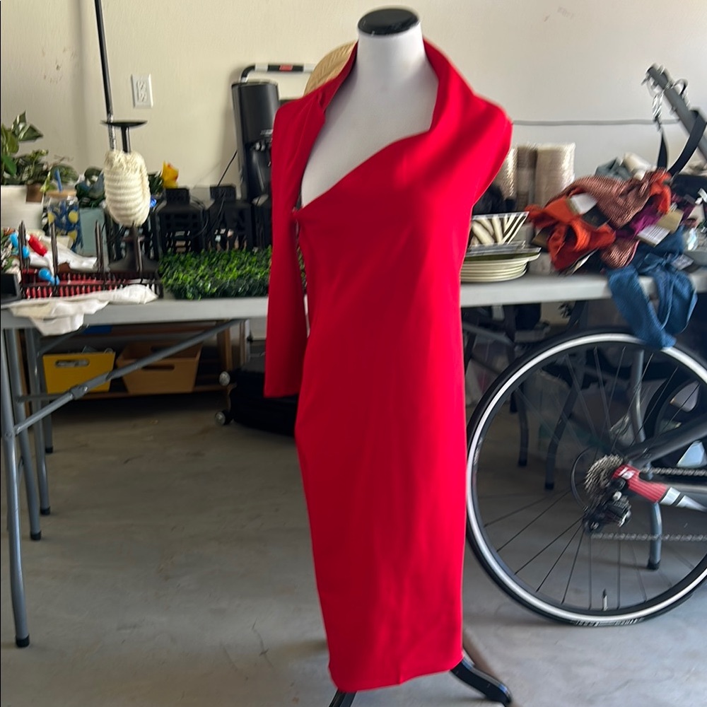 Avelia Red Sleeveless Asymmetrical Sheath Dress. Never worn
